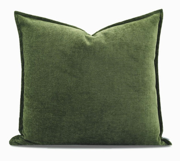 Large Throw Pillow for Interior Design, Simple Decorative Throw Pillows, Large Green Square Modern Throw Pillows for Couch, Contemporary Modern Sofa Pillows-LargePaintingArt.com