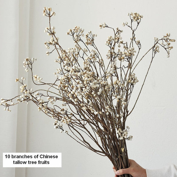 Dried Tree Twigs, Flower Arrangement, Dried Chinese Tallow Tree Twigs, Natural Decorations, Handmade Artificial Flower, Natural Dried Branches-LargePaintingArt.com