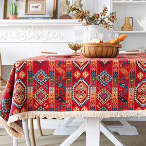 Bohemian Rectangular Tablecloth for Oval Table, Oriental Rectangular Table Covers for Coffee Table, Large Modern Linen Tablecloths-LargePaintingArt.com