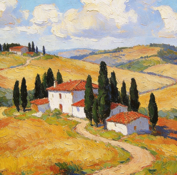 Canvas Paintings for Living Room, Tuscan Hillside Beauty, Small Original Paintings, Hand Painted Canvas Art, Landscape Oil Paintings-LargePaintingArt.com