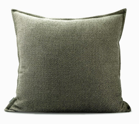 Large Green Square Modern Throw Pillows for Couch, Large Throw Pillow for Interior Design, Contemporary Modern Sofa Pillows, Simple Decorative Throw Pillows-LargePaintingArt.com