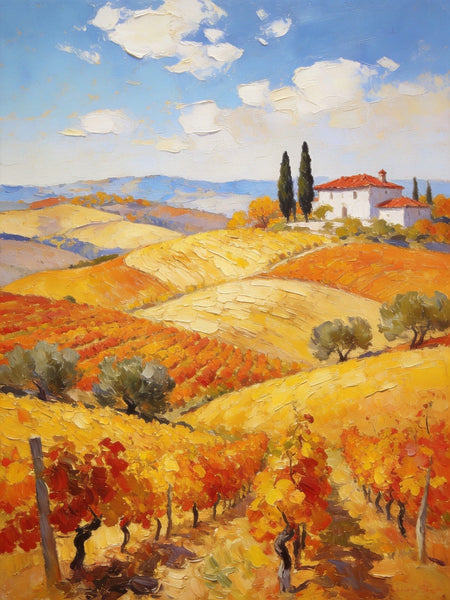 Tranquil Tuscan Land, Landscape Oil Paintings, Small Original Paintings, Canvas Paintings for Bedroom, Hand Painted Canvas Art-LargePaintingArt.com