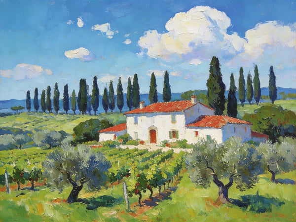 Landscape Canvas Paintings, Tuscan Landscape Delight, Original Landscape Paintings, Buy Paintings Online, Hand Painted Canvas Art-LargePaintingArt.com