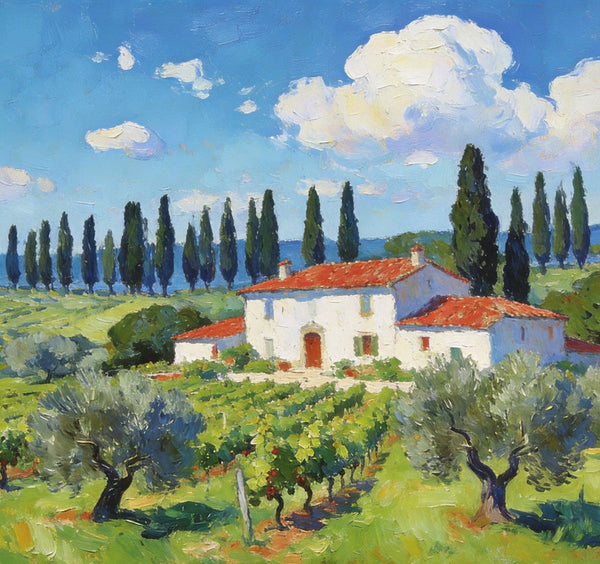 Landscape Canvas Paintings, Tuscan Landscape Delight, Original Landscape Paintings, Buy Paintings Online, Hand Painted Canvas Art-LargePaintingArt.com