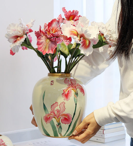 Large Flower Vases on Dining Table, Porcelain Flower Vases, Centerpiece Ceramic Bouquet Vases, Handmade Modern Flower Vase-LargePaintingArt.com