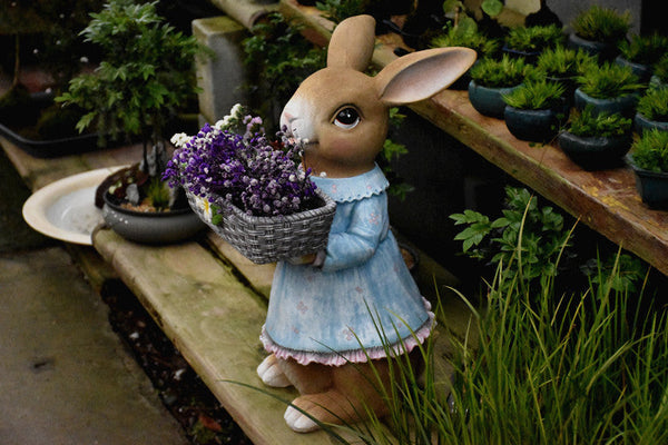 Garden Ornaments, Large Rabbit Statues for Garden, Bunny Flowerpot, Villa Outdoor Gardening Ideas, Modern Animal Garden Sculptures-LargePaintingArt.com