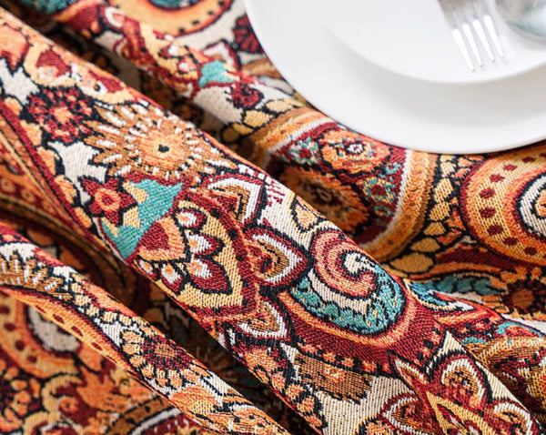 Oriental Rectangular Table Covers for Coffee Table, Large Modern Linen Tablecloths, Bohemian Rectangular Tablecloth for Oval Table-LargePaintingArt.com