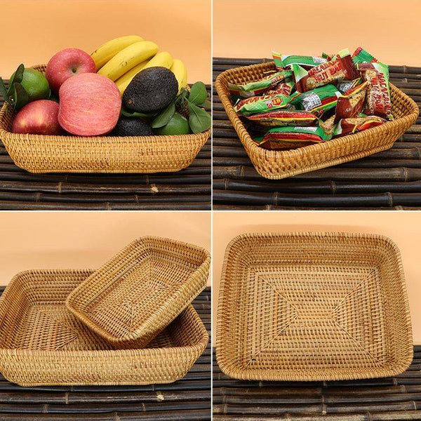 Small Rattan Storage Baskets, Storage Baskets for Shelves, Kitchen Storage Basket, Woven Storage Baskets for Bathroom-LargePaintingArt.com