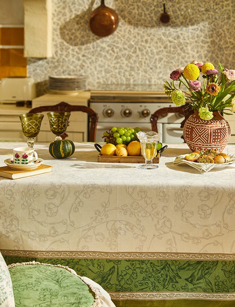 Lilies of the Valley, Flower Pattern Tablecloth, Rectangle Tablecloth for Dining Room Table, Square Tablecloth, Farmhouse Table Cloth, Wedding Tablecloth, Waterproof Tablecloth-LargePaintingArt.com