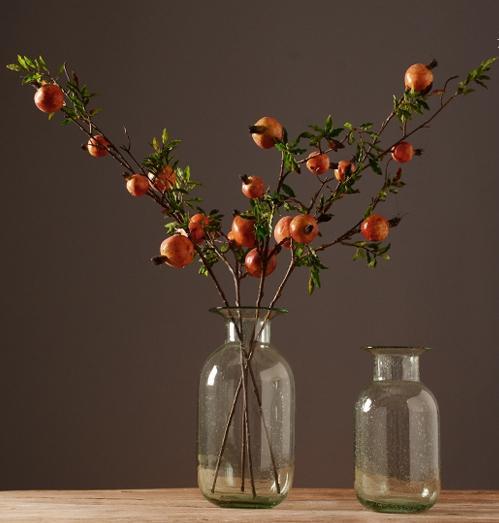 Rustic Artificial Large Pomegranate Fruit, Stem 36" Tall, Flower Arrangement-LargePaintingArt.com