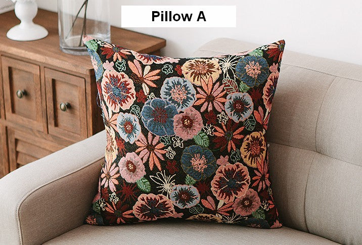 Geometric Pattern Chenille Throw Pillow for Couch, Bohemian Decorative Sofa Pillows, Decorative Throw Pillows for Living Room