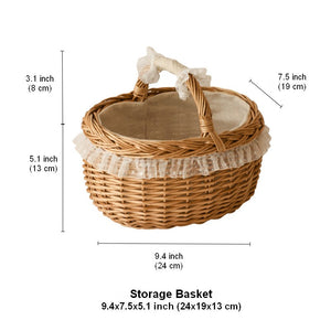 Storage Basket for Kitchen, Picnic Storage Basket with Handle, Hand-woven Wicker Storage Basket, Natural Fruit Basket, Willow Weaving Baskets for Shelves-LargePaintingArt.com