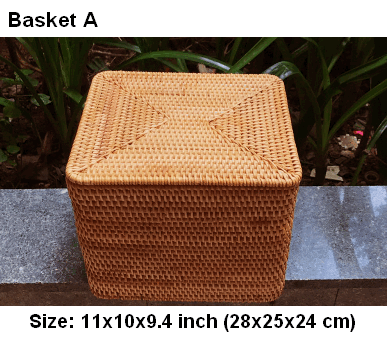 Large Woven Storage Baskets, Rectangular Storage Basket with Lid, Rattan Storage Baskets, Storage Baskets for Living Room, Storage Basket for Bedroom-LargePaintingArt.com