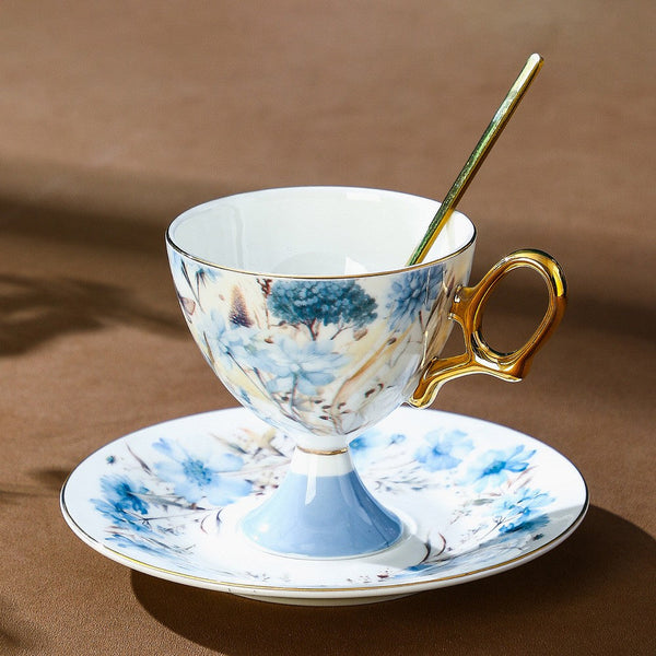 Elegant Ceramic Coffee Cup with Saucer, British Tea Cup set, Ceramic Tea Cup and Saucer Set in Gift Box, Porcelain Tea Cup Set and Saucer Set-LargePaintingArt.com