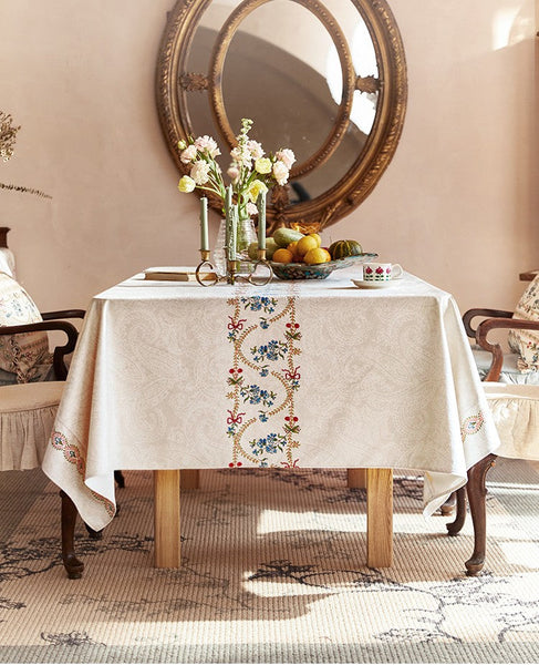 Spring Flower Table Covers for Round Table, Large Modern Rectangle Tablecloth for Dining Table, Farmhouse Table Cloth for Oval Table, Square Tablecloth for Kitchen-LargePaintingArt.com