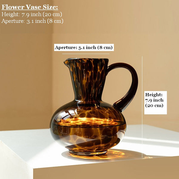 Handmade Modern Vases for Bedroom, Decorative Glass Vase, Mid Century Glass Vases, Centerpiece Contemporary Vases on Table, Modern Glass Vase for Flowers-LargePaintingArt.com