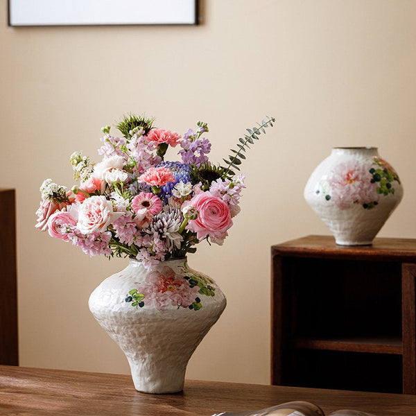 Modern Porcelain Flower Vases, Flower Vases on Table, Handmade Water Holding Flower Vases, Centerpiece on Dining Table, Ceramic Bouquet Vases-LargePaintingArt.com