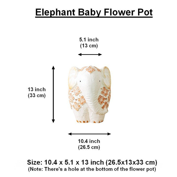 Oversized Modern Garden Flower Pot, Extra Large Elephant Garden Flowerpots, Animal Statue for Garden Ornaments, Resin Statue for Garden, Villa Outdoor Garden Flower Pots-LargePaintingArt.com
