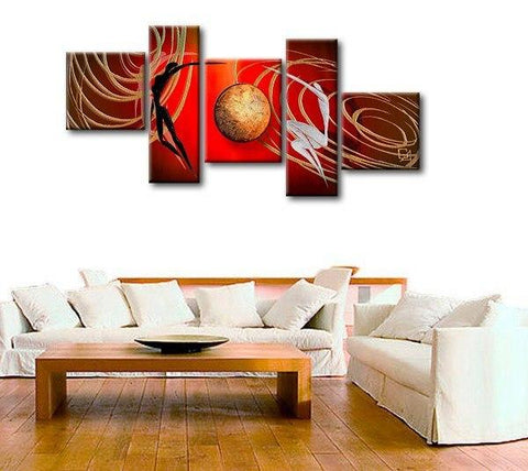 Simple Modern Art, Love Abstract Painting, Bedroom Room Wall Art Paintings, Abstract Art of Love, 5 Piece Canvas Painting-LargePaintingArt.com