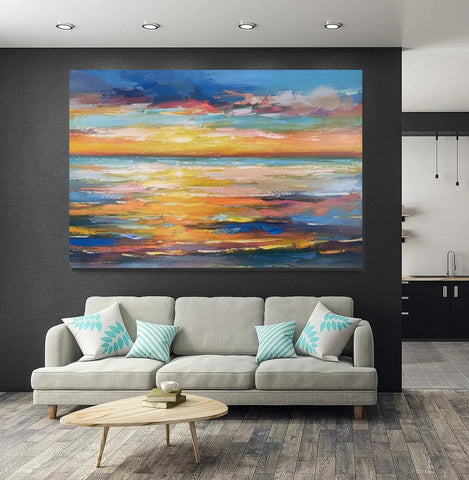 Hand Painted Acrylic Painting, Original Landscape Paintings, Wall Painting for Living Room, Canas Paintings for Dining Room-LargePaintingArt.com
