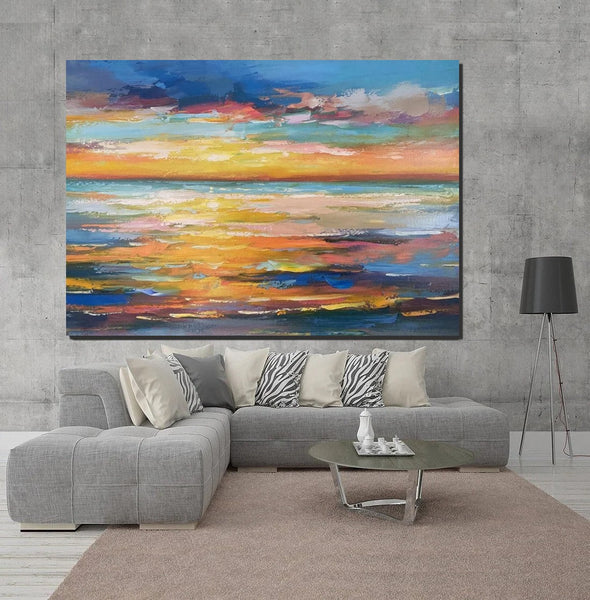 Hand Painted Acrylic Painting, Original Landscape Paintings, Wall Painting for Living Room, Canas Paintings for Dining Room-LargePaintingArt.com