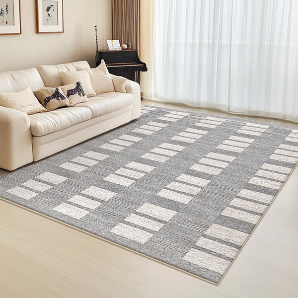 Dining Room Floor Rug, Large Gray Floor Rugs for Living Room, Modern Floor Rugs for Bedroom, Extra Large Geometric Modern Rugs for Office-LargePaintingArt.com