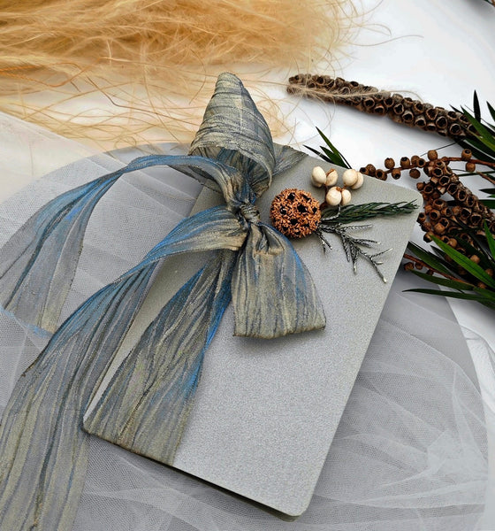 Original Handmade Anniversary Greeting Card, Creative Birthday Greeting Card, Beautiful Valentine's Day Greeting Card, Unique Wedding Greeting Card, Dried Flower Bowknot Greeting Cards-LargePaintingArt.com