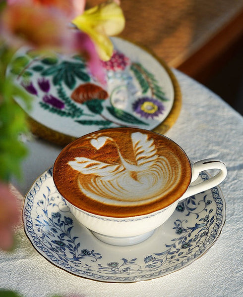 Traditional Tea Cup Set, Porcelain Tea Cups, Floral Tea Cup Set, Classic British Tea Cups, Elegant Tea Cup With Saucer, Ceramic Tea Cup with Saucer, Tea Cup Set, Vintage Tea Cup Set, Modern Ceramic Cups-LargePaintingArt.com