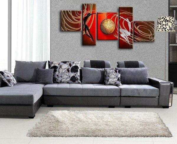 Simple Modern Art, Love Abstract Painting, Bedroom Room Wall Art Paintings, Abstract Art of Love, 5 Piece Canvas Painting-LargePaintingArt.com