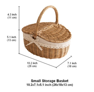 Picnic Storage Basket with Handle, Extra Large Kitchen Storage Baskets, Natural Hand-woven Wicker Storage Basket, Lovely Willow Weaving Baskets for Vegetable, Natural Fruit Storage Baskets-LargePaintingArt.com