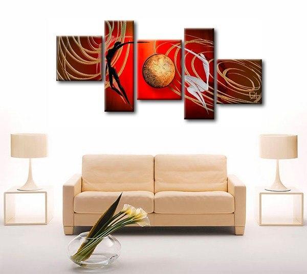Simple Modern Art, Love Abstract Painting, Bedroom Room Wall Art Paintings, Abstract Art of Love, 5 Piece Canvas Painting-LargePaintingArt.com