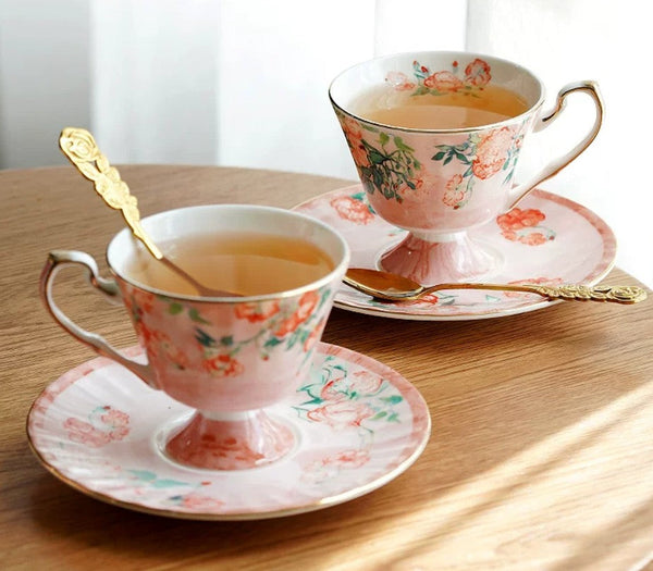 Ceramic Tea Cup Set, Luxury Tea Cup with Saucer, Elegant Coffee Cup, Porcelain Tea cups, British Tea Cup Set, Afternoon Tea Cup with Saucer Set-LargePaintingArt.com