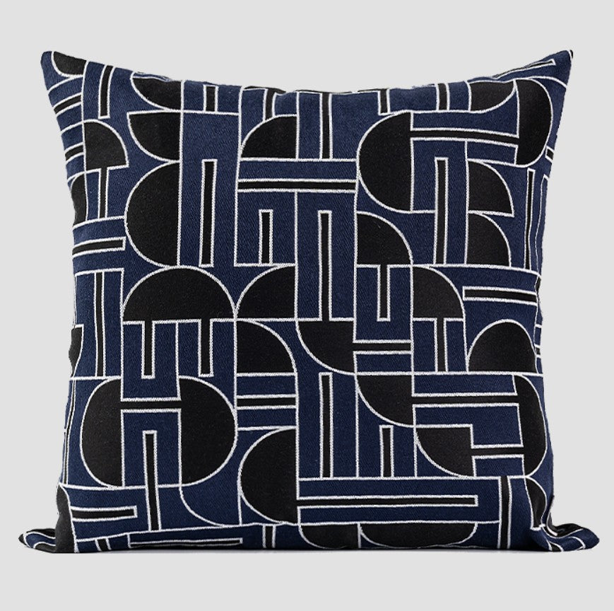 Abstract Decorative Throw Pillows, Geomeric Contemporary Pillows, Blue Square Modern Throw Pillows for Couch, Large Simple Throw Pillow for Interior Design-LargePaintingArt.com