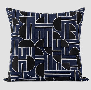 Abstract Decorative Throw Pillows, Geomeric Contemporary Pillows, Blue Square Modern Throw Pillows for Couch, Large Simple Throw Pillow for Interior Design-LargePaintingArt.com