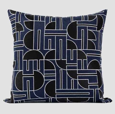 Abstract Decorative Throw Pillows, Geomeric Contemporary Pillows, Blue Square Modern Throw Pillows for Couch, Large Simple Throw Pillow for Interior Design-LargePaintingArt.com