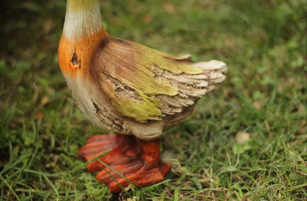 Large Duck Statues, Unique Wood Carving Statue for Garden, Creative Modern Statue for Garden Ornaments, Villa Outdoor Decor Gardening Ideas-LargePaintingArt.com