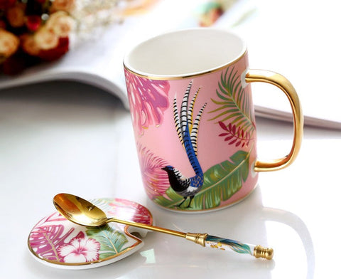 Unique Ceramic Mugs in Gift Box, Creative Porcelain Cups, Large Capacity Jungle Animal Porcelain Mugs, Large Ceramic Mugs for Office-LargePaintingArt.com