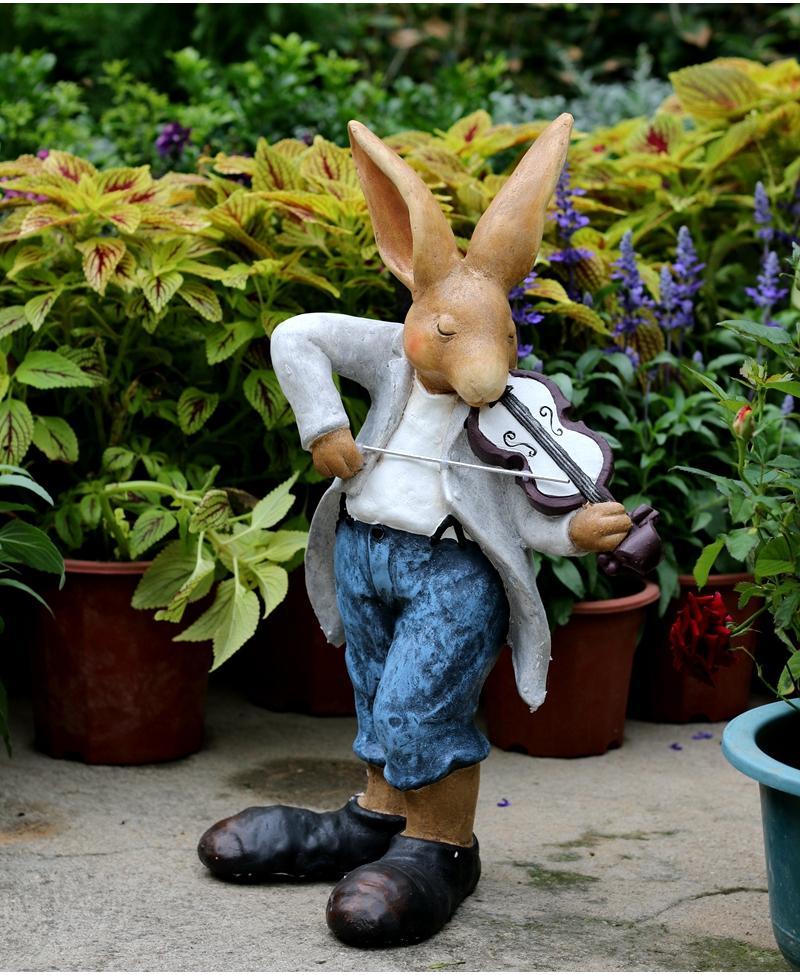 Bunny Flower Pot, Villa Outdoor Decor Gardening Ideas, House Warming Gift, Garden Courtyard Ornament, Large Rabbit Statue for Garden-LargePaintingArt.com