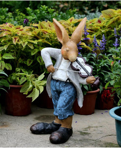 Bunny Flower Pot, Villa Outdoor Decor Gardening Ideas, House Warming Gift, Garden Courtyard Ornament, Large Rabbit Statue for Garden-LargePaintingArt.com