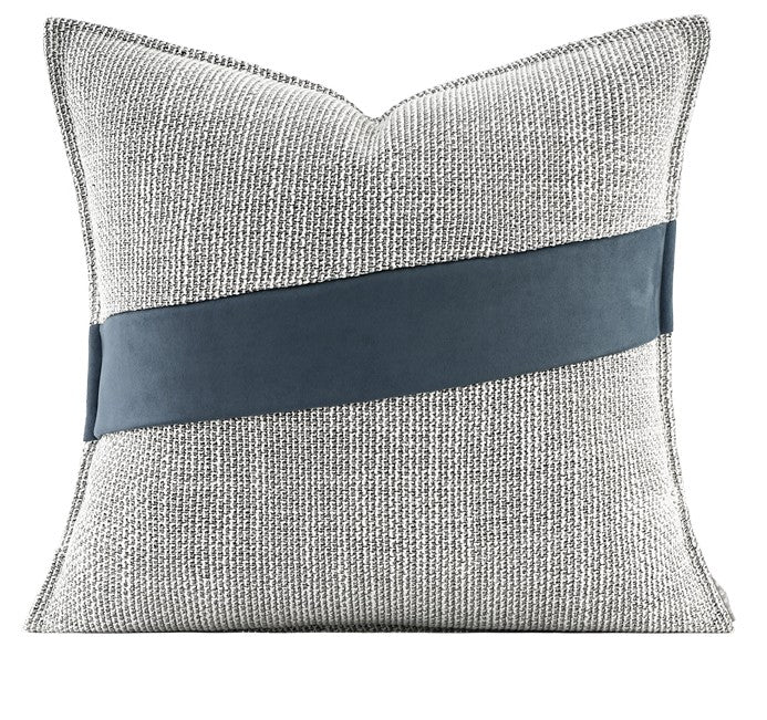 Decorative Throw Pillows for Bedroom, Large Throw Pillow for Interior Design, Blue Square Modern Throw Pillows for Couch, Contemporary Modern Sofa Pillows-LargePaintingArt.com
