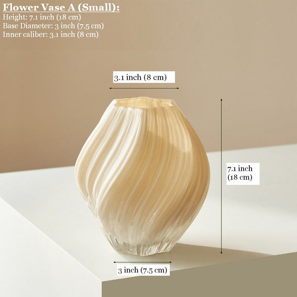 Handmade Contemporary Glass Vases, Unique Decorative Glass Vase, Mid Century Vases for Flowers, Modern Vases for Living Room, Centerpiece Vases on Table-LargePaintingArt.com