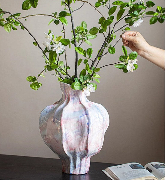 Handmade Modern Flower Vase, Centerpiece Ceramic Bouquet Vases, Large Contemporary Vases on Dining Table, Porcelain Vases for Modern Home Decor-LargePaintingArt.com