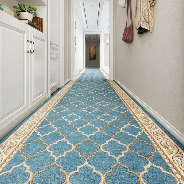 Stain-resistant Non Slip Entrance Hallway Runners, Entryway Runner Rugs, Modern Long Hallway Runners, Extra Long Narrow Runner Rugs, Kitchen Runner Rugs, Blue Hallway Runners-LargePaintingArt.com