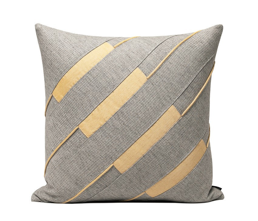 Grey Throw Pillow for Couch, Simple Modern Sofa Pillows, Grey Yellow Decorative Pillows, Modern Throw Pillows for Couch-LargePaintingArt.com