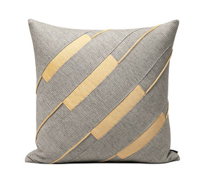 Grey Throw Pillow for Couch, Simple Modern Sofa Pillows, Grey Yellow Decorative Pillows, Modern Throw Pillows for Couch-LargePaintingArt.com