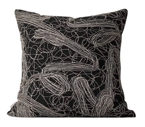 Decorative Pillow for Interior Design, Black Modern Throw Pillows, Simple Modern Throw Pillow for Couch, Modern Sofa Pillow Covers-LargePaintingArt.com