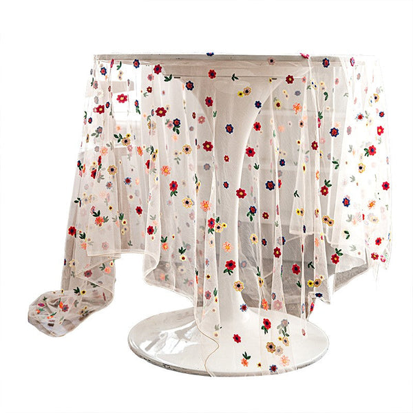 Extra Large Rectangular Tablecloth for Oval Table, Spring Flower Lace Tablecloths, Lace Embroidered Table Covers, Rectangular Table Covers for Coffee Table-LargePaintingArt.com