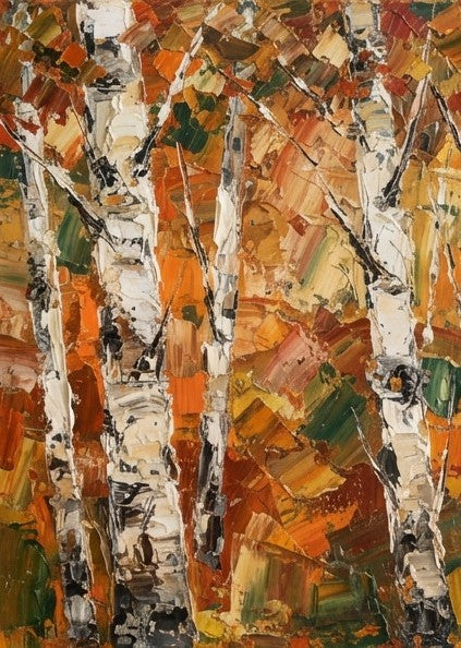 Original Landscape Paintings, Autumn Birch Tree Painting, Hand Painted Canvas Art, Original Canvas Paintings