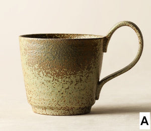 Large Modern Handmade Pottery Coffee Cup, Creative Brown Green Blue Ceramic Coffee Mugs, Large Unique Tea Cup, Large Capacity Coffee Cups-LargePaintingArt.com