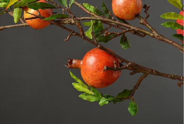 Rustic Artificial Large Pomegranate Fruit, Stem 36" Tall, Flower Arrangement-LargePaintingArt.com